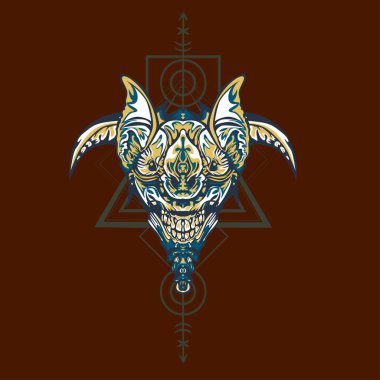 Vektör illüstrasyon. robot kutsal geometri. T-shirt tasarımı, poster, çıkartma için. Çizgi Stili. - Vektör