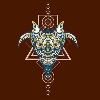 Vektör illüstrasyon. robot kutsal geometri. T-shirt tasarımı, poster, çıkartma için. Çizgi Stili. - Vektör