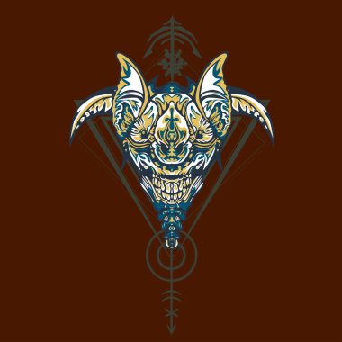 Vektör illüstrasyon. robot kutsal geometri. T-shirt tasarımı, poster, çıkartma için. Çizgi Stili. - Vektör