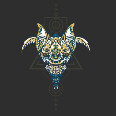 Vektör illüstrasyon. robot kutsal geometri. T-shirt tasarımı, poster, çıkartma için. Çizgi Stili. - Vektör