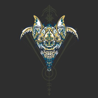 Vektör illüstrasyon. robot kutsal geometri. T-shirt tasarımı, poster, çıkartma için. Çizgi Stili. - Vektör