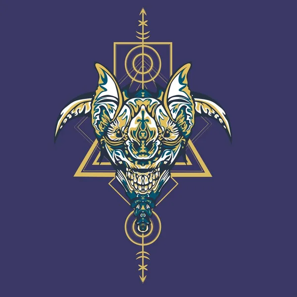 Vektör illüstrasyon. robot kutsal geometri. T-shirt tasarımı, poster, çıkartma için. Çizgi Stili. - Vektör