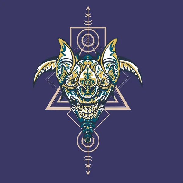 Vektör illüstrasyon. robot kutsal geometri. T-shirt tasarımı, poster, çıkartma için. Çizgi Stili. - Vektör