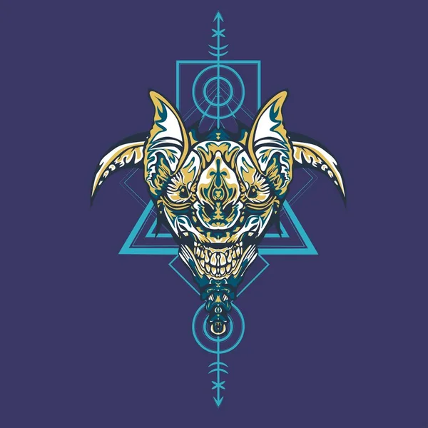 Vektör illüstrasyon. robot kutsal geometri. T-shirt tasarımı, poster, çıkartma için. Çizgi Stili. - Vektör