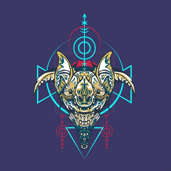 Vektör illüstrasyon. robot kutsal geometri. T-shirt tasarımı, poster, çıkartma için. Çizgi Stili. - Vektör