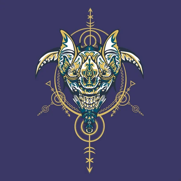 Vektör illüstrasyon. robot kutsal geometri. T-shirt tasarımı, poster, çıkartma için. Çizgi Stili. - Vektör