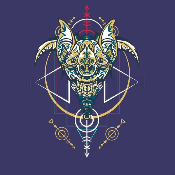 Vektör illüstrasyon. robot kutsal geometri. T-shirt tasarımı, poster, çıkartma için. Çizgi Stili. - Vektör