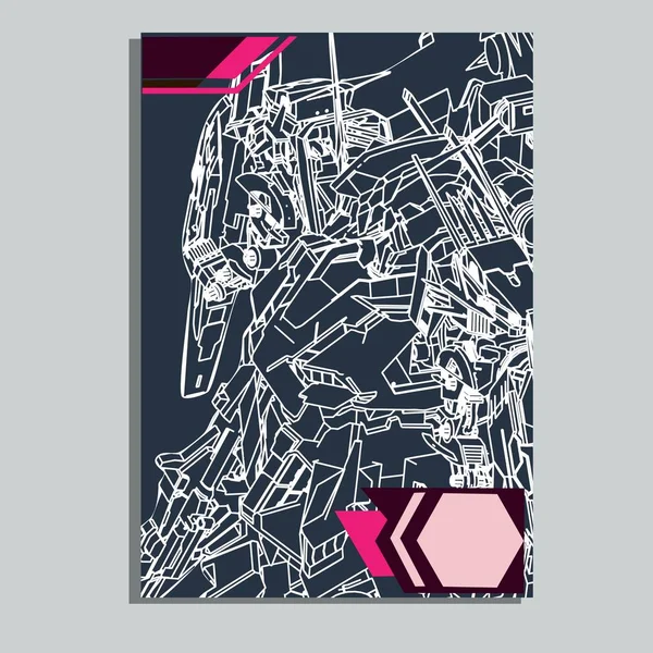 Ilustración vectorial. robot en fondo blanco. Para el diseño de camisetas, póster, pegatina. Estilo de línea. - Vector — Archivo Imágenes Vectoriales