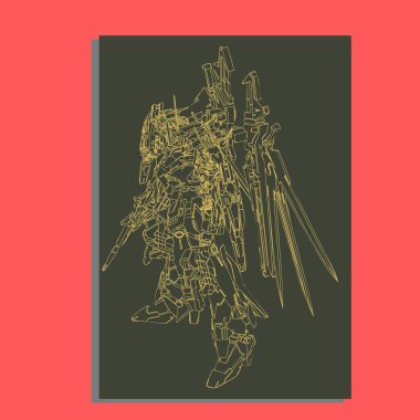 Vektör illüstrasyon. robot kutsal geometri. T-shirt tasarımı, poster, çıkartma için. Çizgi Stili. - Vektör