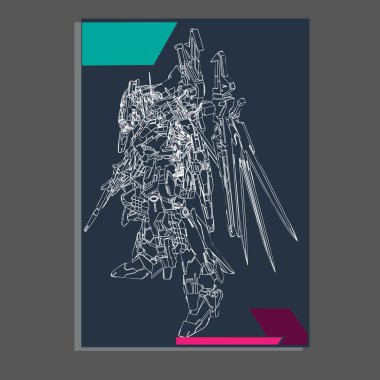 Vektör illüstrasyon. robot kutsal geometri. T-shirt tasarımı, poster, çıkartma için. Çizgi Stili. - Vektör