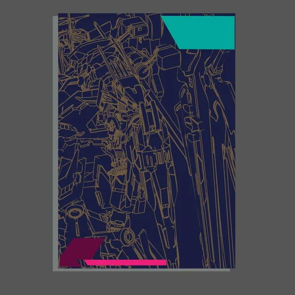 Vektör illüstrasyon. robot kutsal geometri. T-shirt tasarımı, poster, çıkartma için. Çizgi Stili. - Vektör