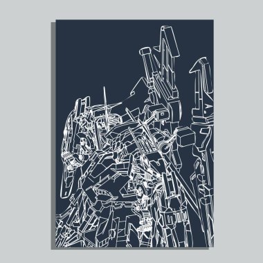 Vektör illüstrasyon. robot kutsal geometri. T-shirt tasarımı, poster, çıkartma için. Çizgi Stili. - Vektör