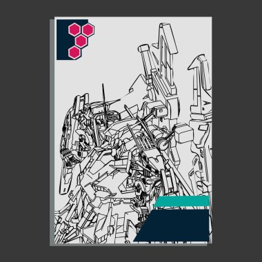 Vektör illüstrasyon. robot kutsal geometri. T-shirt tasarımı, poster, çıkartma için. Çizgi Stili. - Vektör