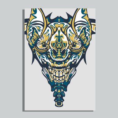 Vektör illüstrasyon. robot kutsal geometri. T-shirt tasarımı, poster, çıkartma için. Çizgi Stili. - Vektör