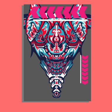 Vektör illüstrasyon. robot kutsal geometri. T-shirt tasarımı, poster, çıkartma için. Çizgi Stili. - Vektör