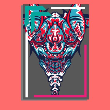 Vektör illüstrasyon. robot kutsal geometri. T-shirt tasarımı, poster, çıkartma için. Çizgi Stili. - Vektör