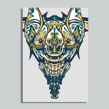 Vektör illüstrasyon. robot kutsal geometri. T-shirt tasarımı, poster, çıkartma için. Çizgi Stili. - Vektör