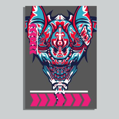 Vektör illüstrasyon. robot kutsal geometri. T-shirt tasarımı, poster, çıkartma için. Çizgi Stili. - Vektör