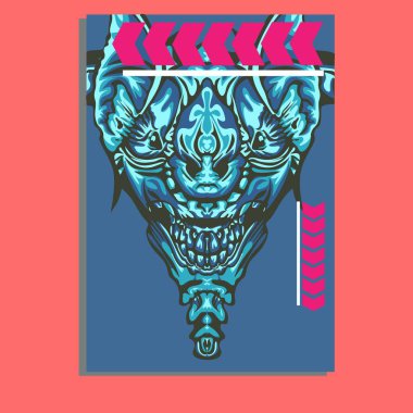 Vektör illüstrasyon. robot kutsal geometri. T-shirt tasarımı, poster, çıkartma için. Çizgi Stili. - Vektör