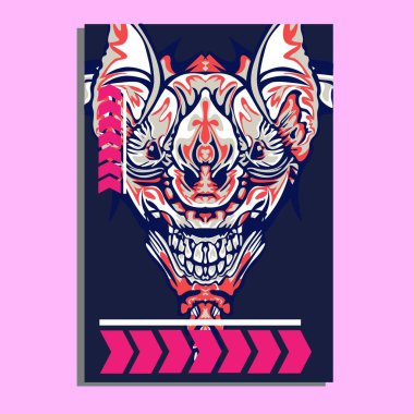 Vektör illüstrasyon. robot kutsal geometri. T-shirt tasarımı, poster, çıkartma için. Çizgi Stili. - Vektör