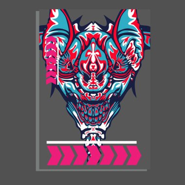 Vektör illüstrasyon. robot kutsal geometri. T-shirt tasarımı, poster, çıkartma için. Çizgi Stili. - Vektör
