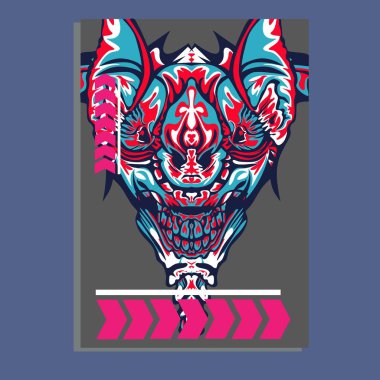 Vektör illüstrasyon. robot kutsal geometri. T-shirt tasarımı, poster, çıkartma için. Çizgi Stili. - Vektör