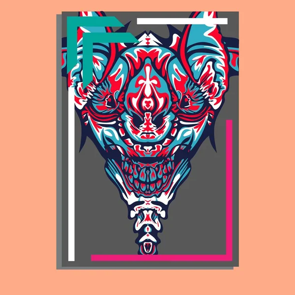 Ilustração vetorial. Geometria sagrada do robô. Para design de t-shirt, cartaz, adesivo. Estilo de linha. - Vector —  Vetores de Stock