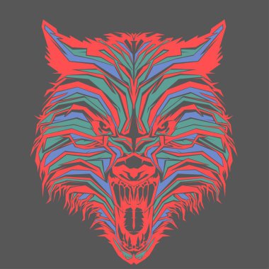 wild wolf in pop art