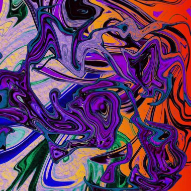 Yağlı boya çizgileri olan sıvı soyut arkaplan