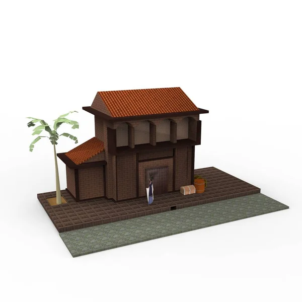 Desain 3D dari perenderan ruang rumah dihasilkan dari aplikasi blender — Stok Foto