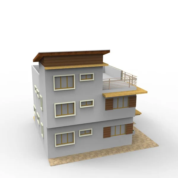 3d. 从搅拌机应用的家庭空间渲染结果设计 — 图库照片