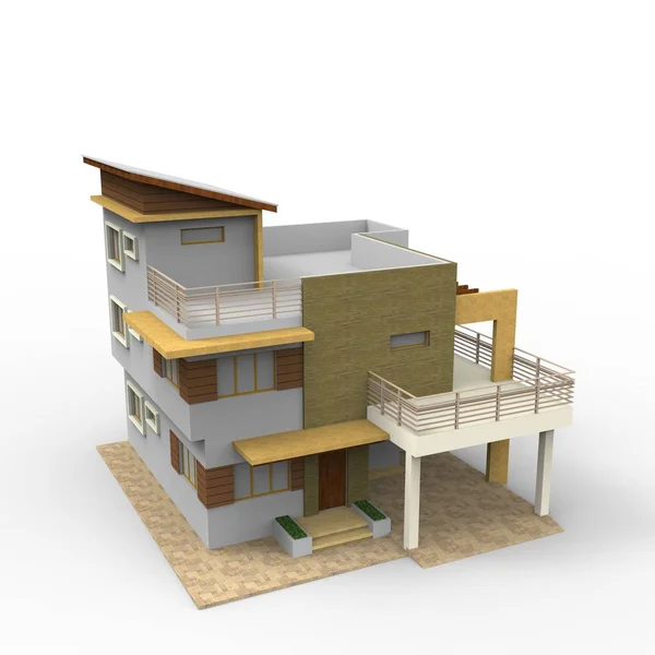 Conception 3D du rendu de l'espace domestique résultant de l'application du mélangeur — Photo