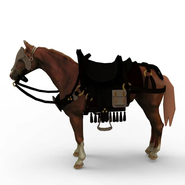 使用搅拌机工具制作的马的 3d 渲染 — 图库照片
