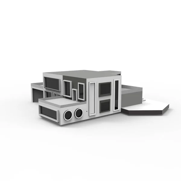 3D návrh domácí prostor vykreslení výsledků z mixéru aplikace — Stock fotografie