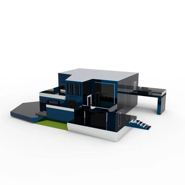 Diseño 3D de los resultados de renderizado del espacio doméstico de la aplicación blender — Foto de Stock