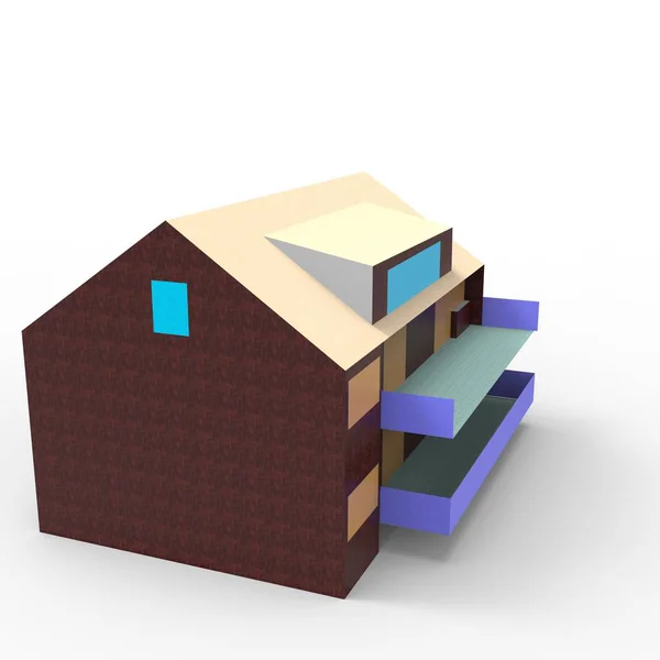 3d. 从搅拌机应用的家庭空间渲染结果设计 — 图库照片