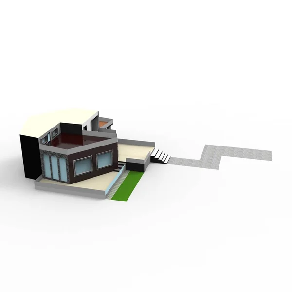 3d. 从搅拌机应用的家庭空间渲染结果设计 — 图库照片