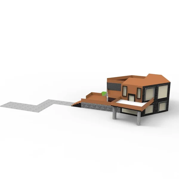 3d. 从搅拌机应用的家庭空间渲染结果设计 — 图库照片