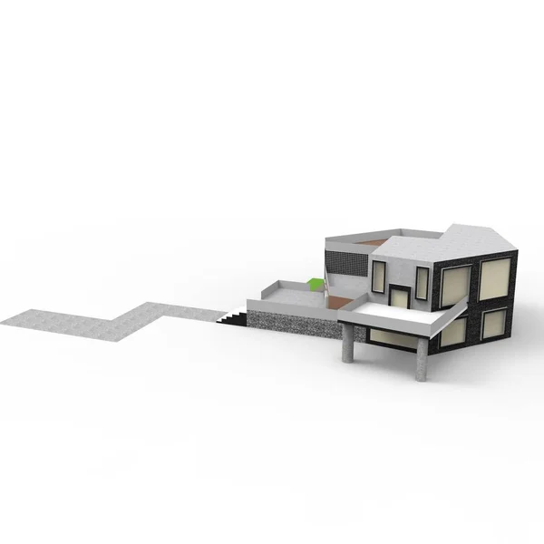 La progettazione 3D del rendering dello spazio domestico deriva dall'applicazione del frullatore — Foto Stock