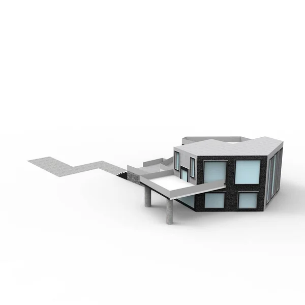 ミキサー アプリケーションから自宅の空間のレンダリング結果の 3 d 設計 — ストック写真