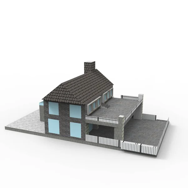 3d. 从搅拌机应用的家庭空间渲染结果设计 — 图库照片