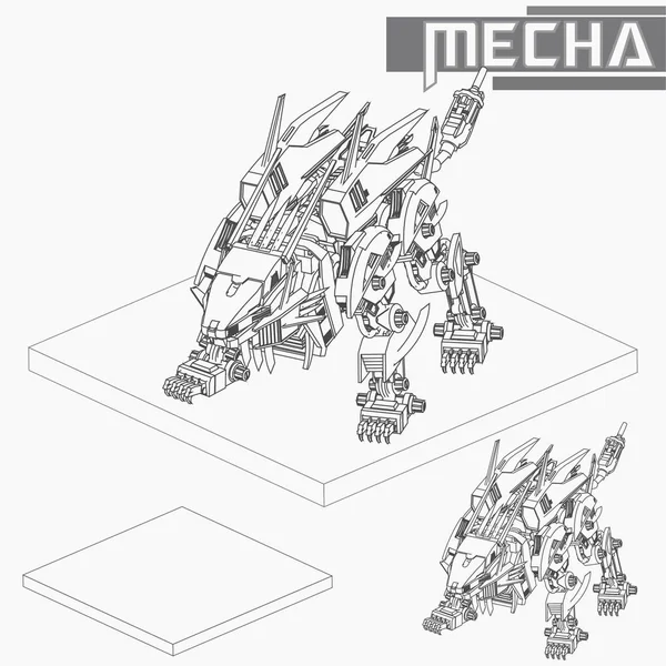 Isometrisk stridsrobot. Hög kvalitet stridsrobot isolerad på vit bakgrund vektor illustration — Stock vektor