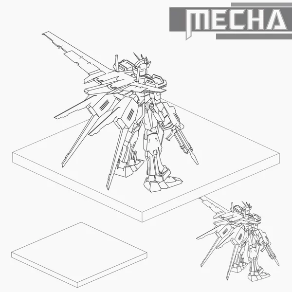 Isometrisk stridsrobot. Hög kvalitet stridsrobot isolerad på vit bakgrund vektor illustration — Stock vektor