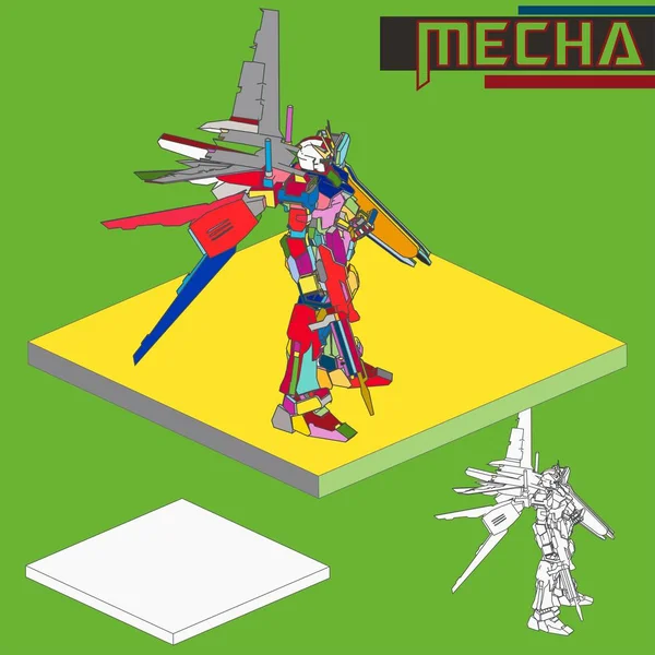 Robot de combat isométrique. Robot de combat de haute qualité isolé sur fond blanc illustration vectorielle — Image vectorielle