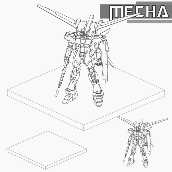 Isometrisk stridsrobot. Hög kvalitet stridsrobot isolerad på vit bakgrund vektor illustration — Stock vektor