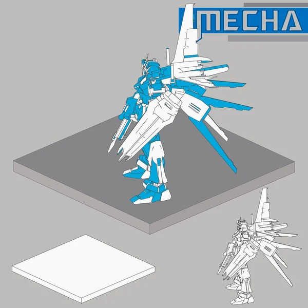 Robot da combattimento isometrico. Robot da battaglia di alta qualità isolato su sfondo bianco illustrazione vettoriale — Vettoriale Stock