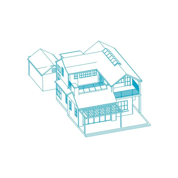 House building architecture concept sketch 3d illustration. modern architecture exterior. architecture abstract.