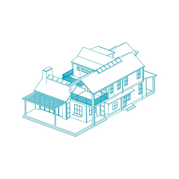 House building architecture concept sketch 3d illustration. modern architecture exterior. architecture abstract.