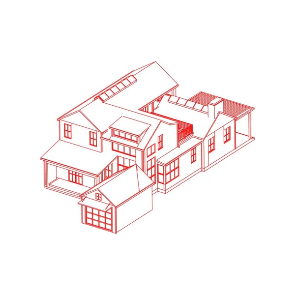 House building architecture concept sketch 3d illustration. modern architecture exterior. architecture abstract.