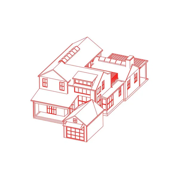 House building architecture concept sketch 3d illustration. modern architecture exterior. architecture abstract.